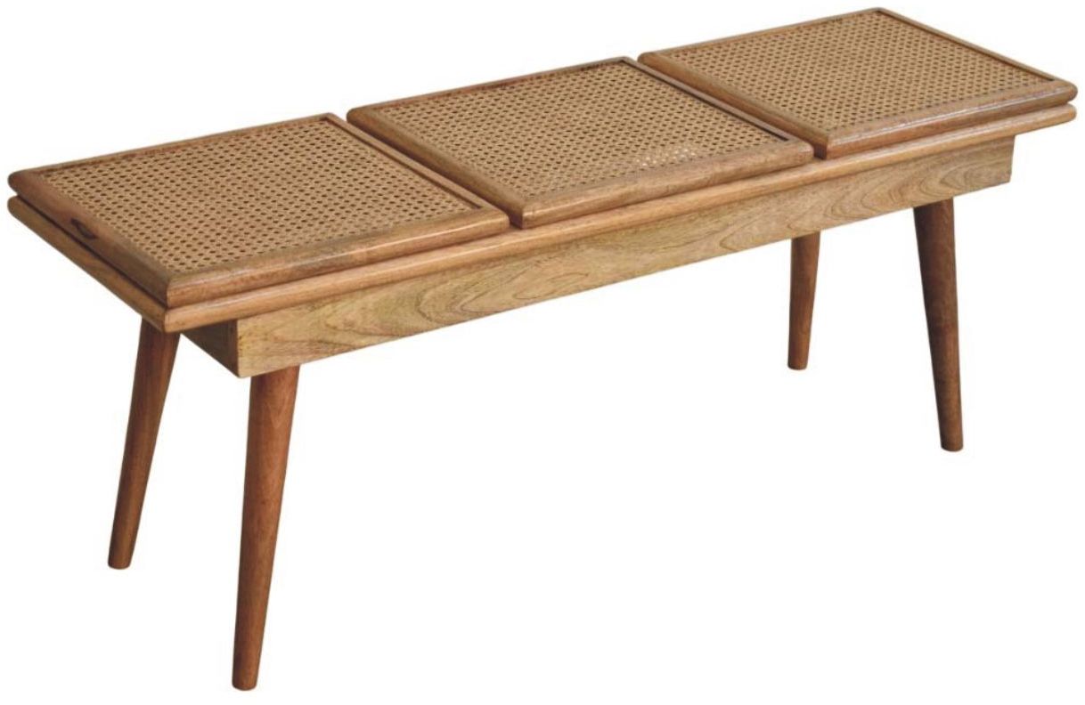 Artisan - Larissa Triple Accent Oak-Ish Cane Bench