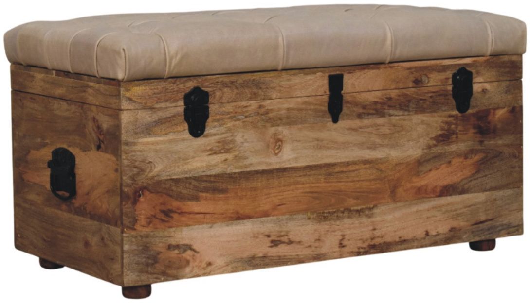 Artisan - Beige Buffalo Hide Leather Storage Trunk