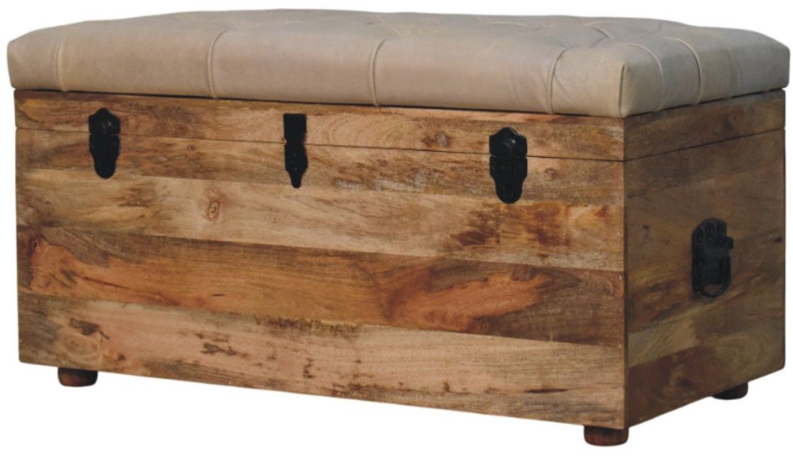 Artisan - Beige Buffalo Hide Leather Storage Trunk