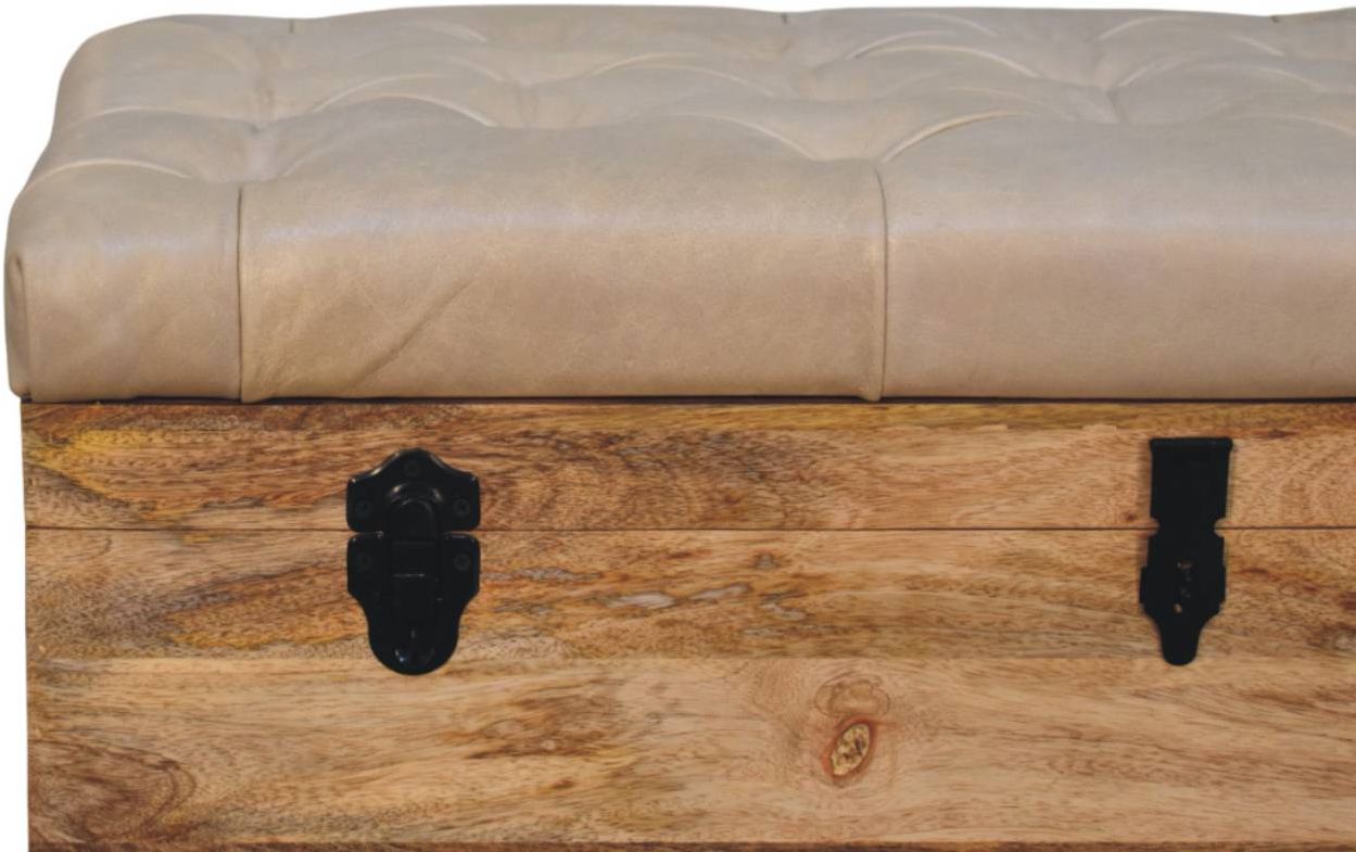 Artisan - Beige Buffalo Hide Leather Storage Trunk