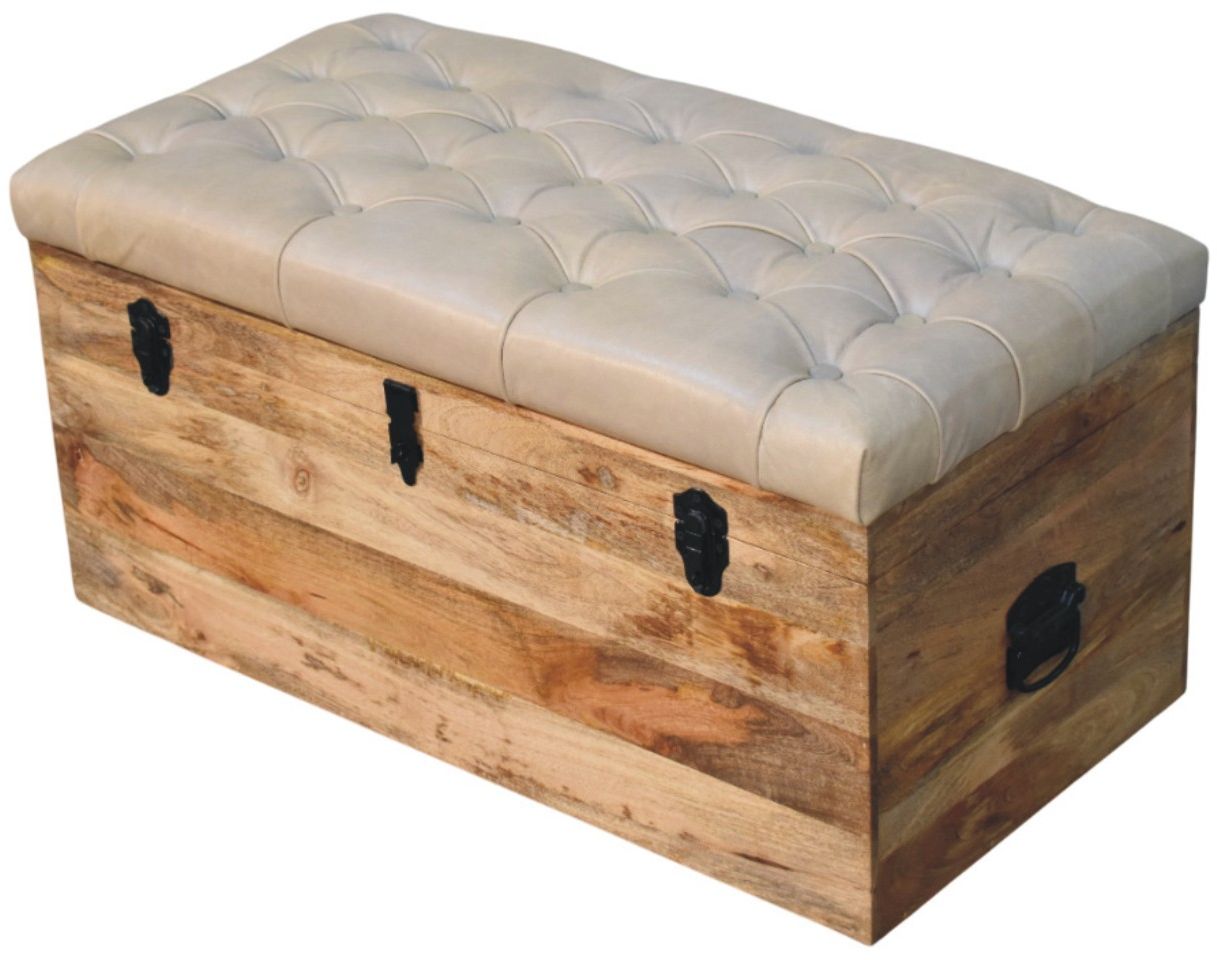 Artisan - Beige Buffalo Hide Leather Storage Trunk
