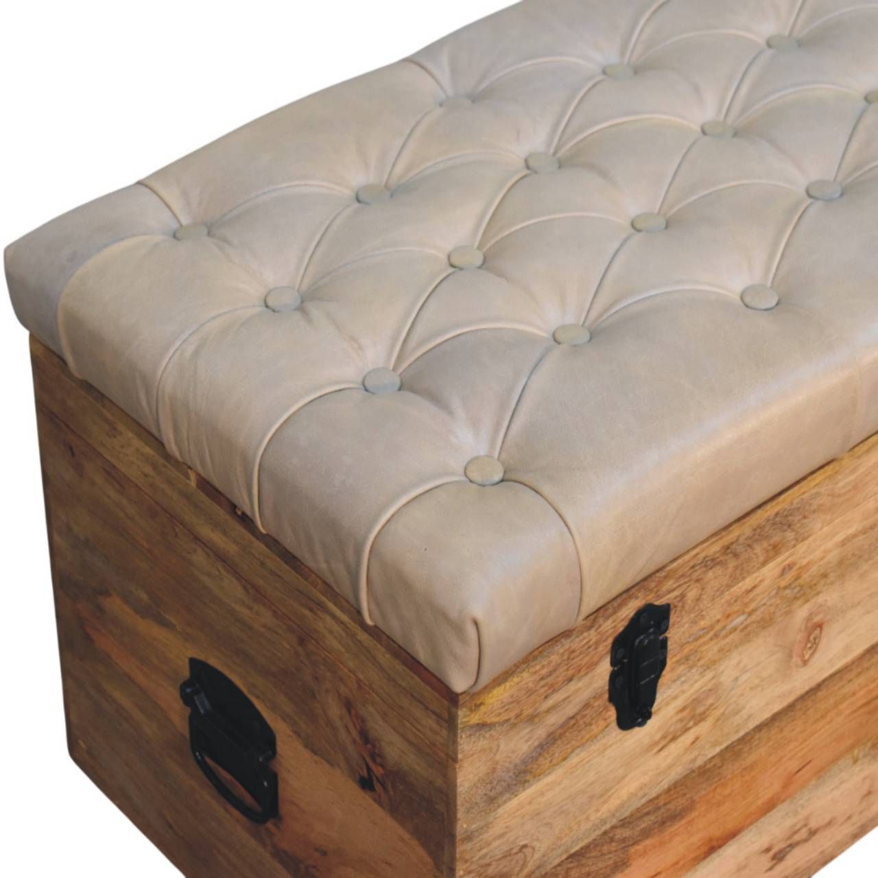 Artisan - Beige Buffalo Hide Leather Storage Trunk
