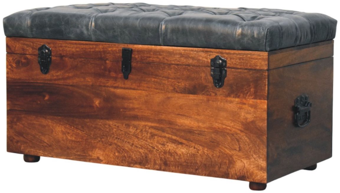 Artisan - Black Buffalo Hide Leather Storage Trunk