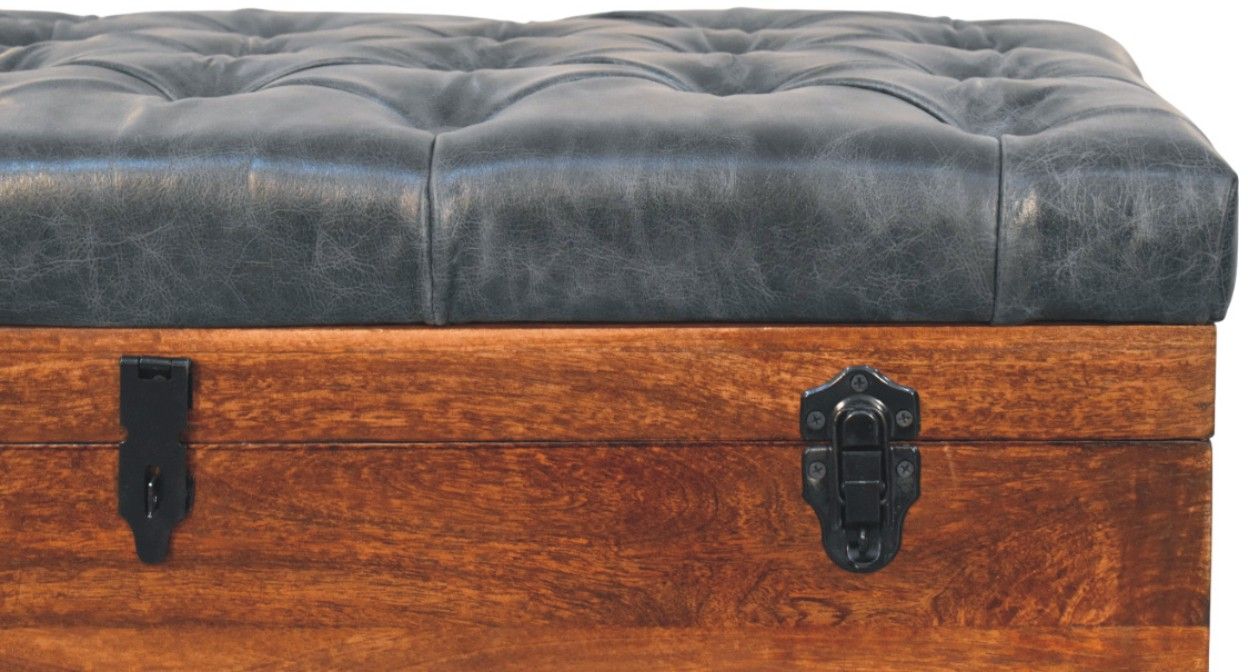Artisan - Black Buffalo Hide Leather Storage Trunk