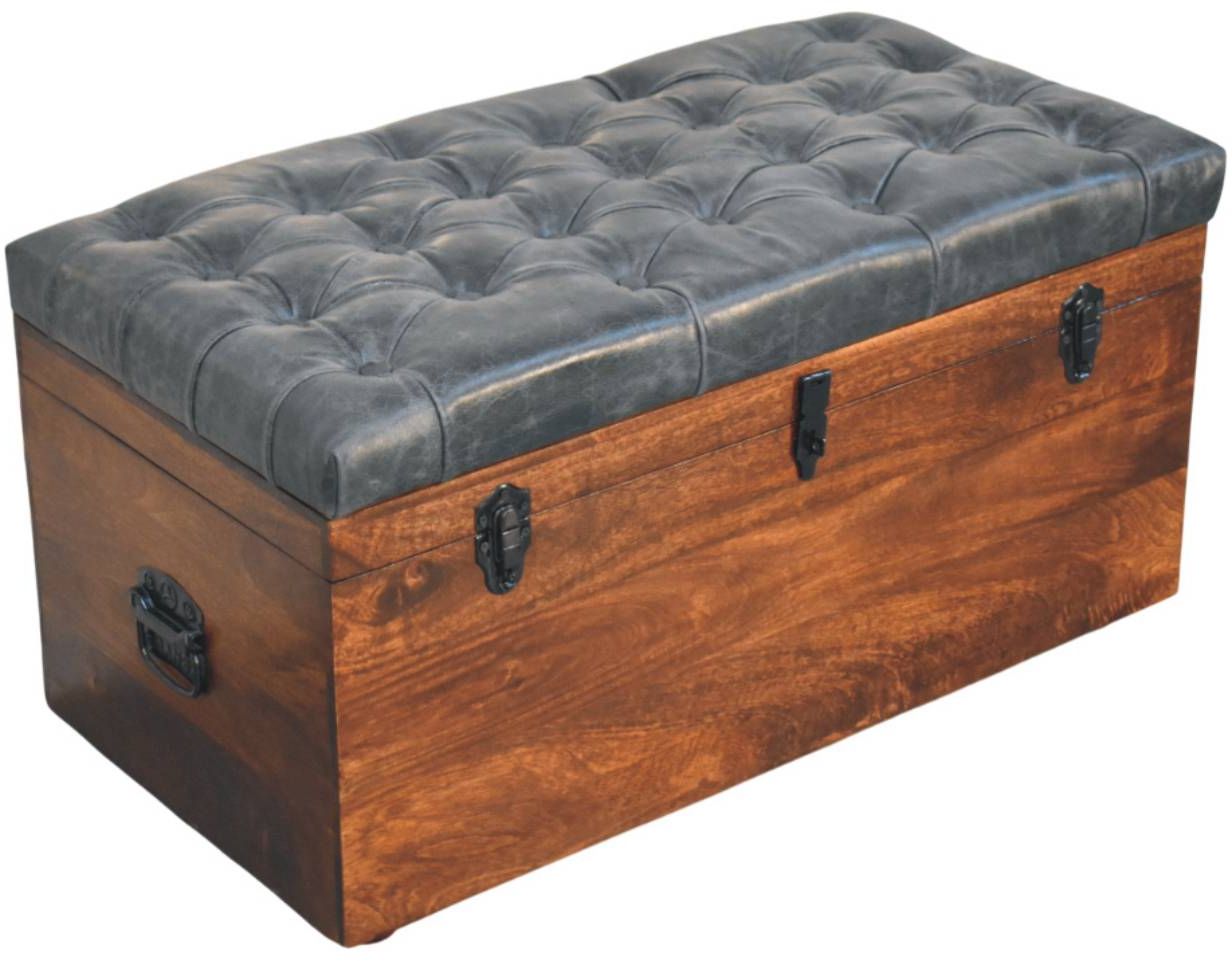 Artisan - Black Buffalo Hide Leather Storage Trunk