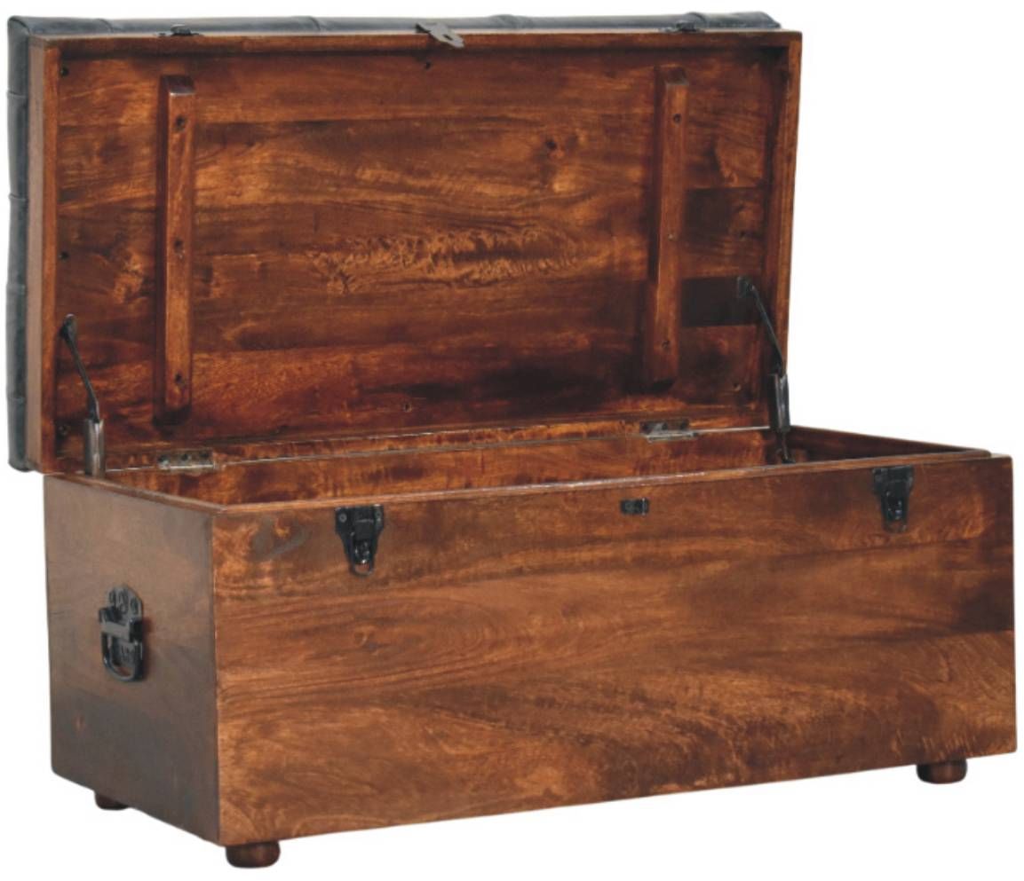 Artisan - Black Buffalo Hide Leather Storage Trunk
