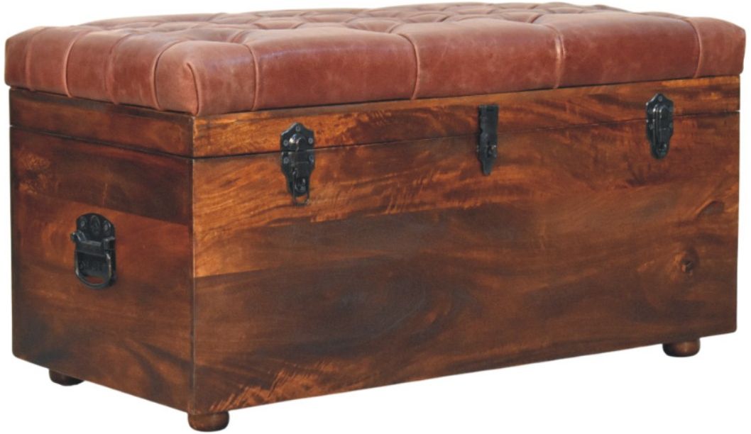 Artisan - Brown Buffalo Hide Leather Storage Trunk