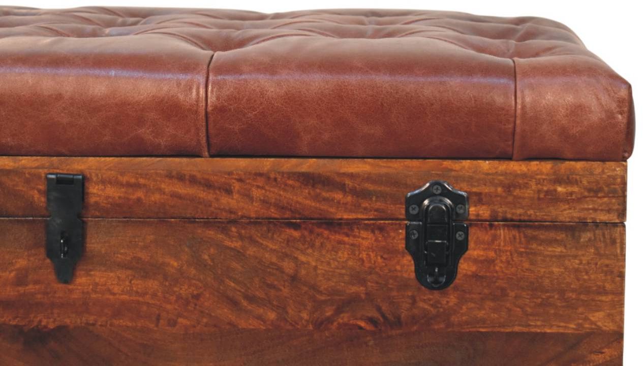 Artisan - Brown Buffalo Hide Leather Storage Trunk