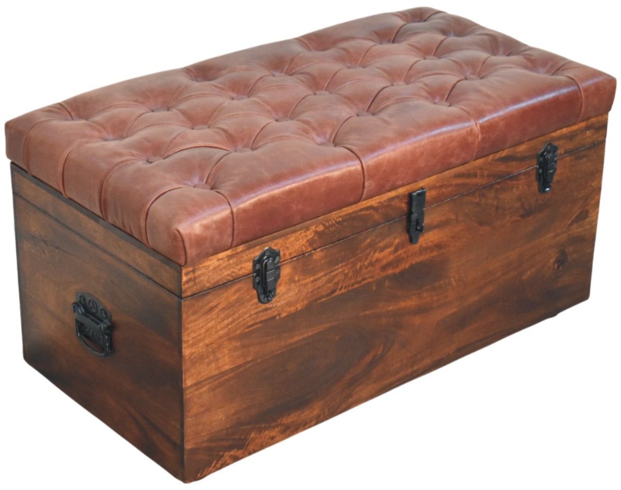 Artisan - Brown Buffalo Hide Leather Storage Trunk