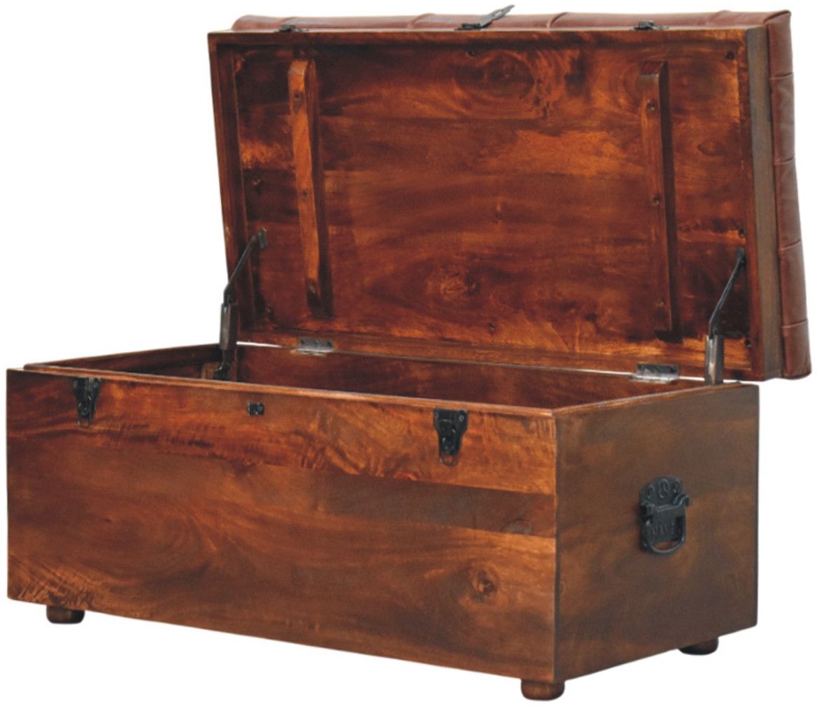 Artisan - Brown Buffalo Hide Leather Storage Trunk