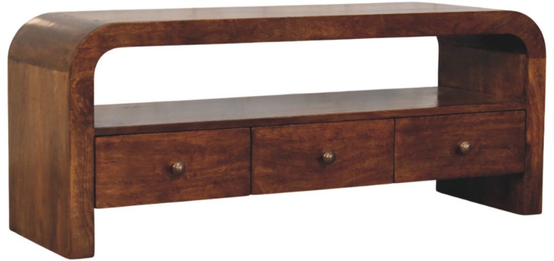 Artisan - Darcy 3 Drawer Open Shelf Chestnut Media Unit