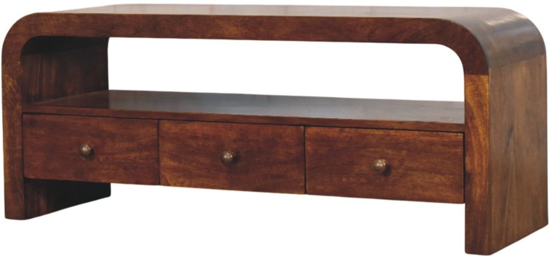 Artisan - Darcy 3 Drawer Open Shelf Chestnut Media Unit