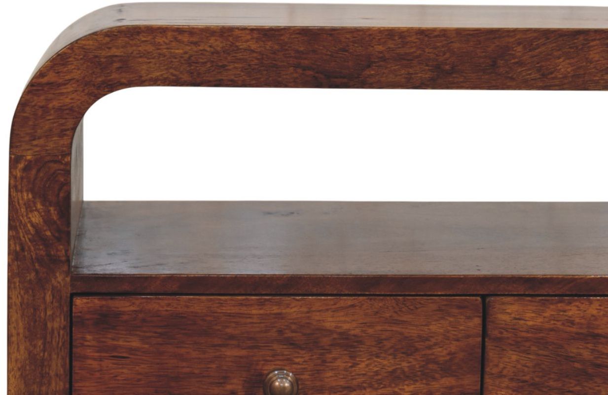 Artisan - Darcy 3 Drawer Open Shelf Chestnut Media Unit