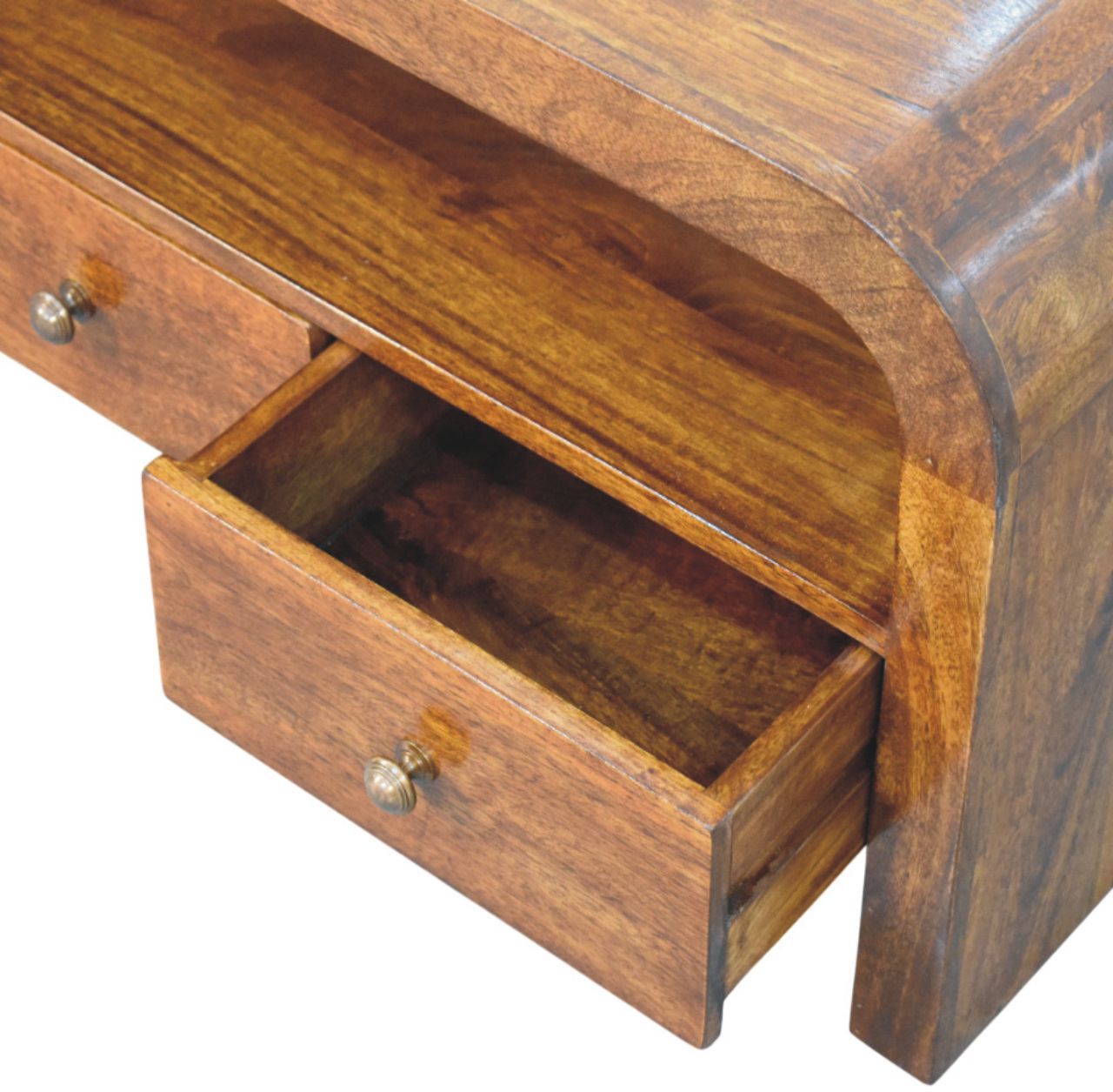 Artisan - Darcy 3 Drawer Open Shelf Chestnut Media Unit