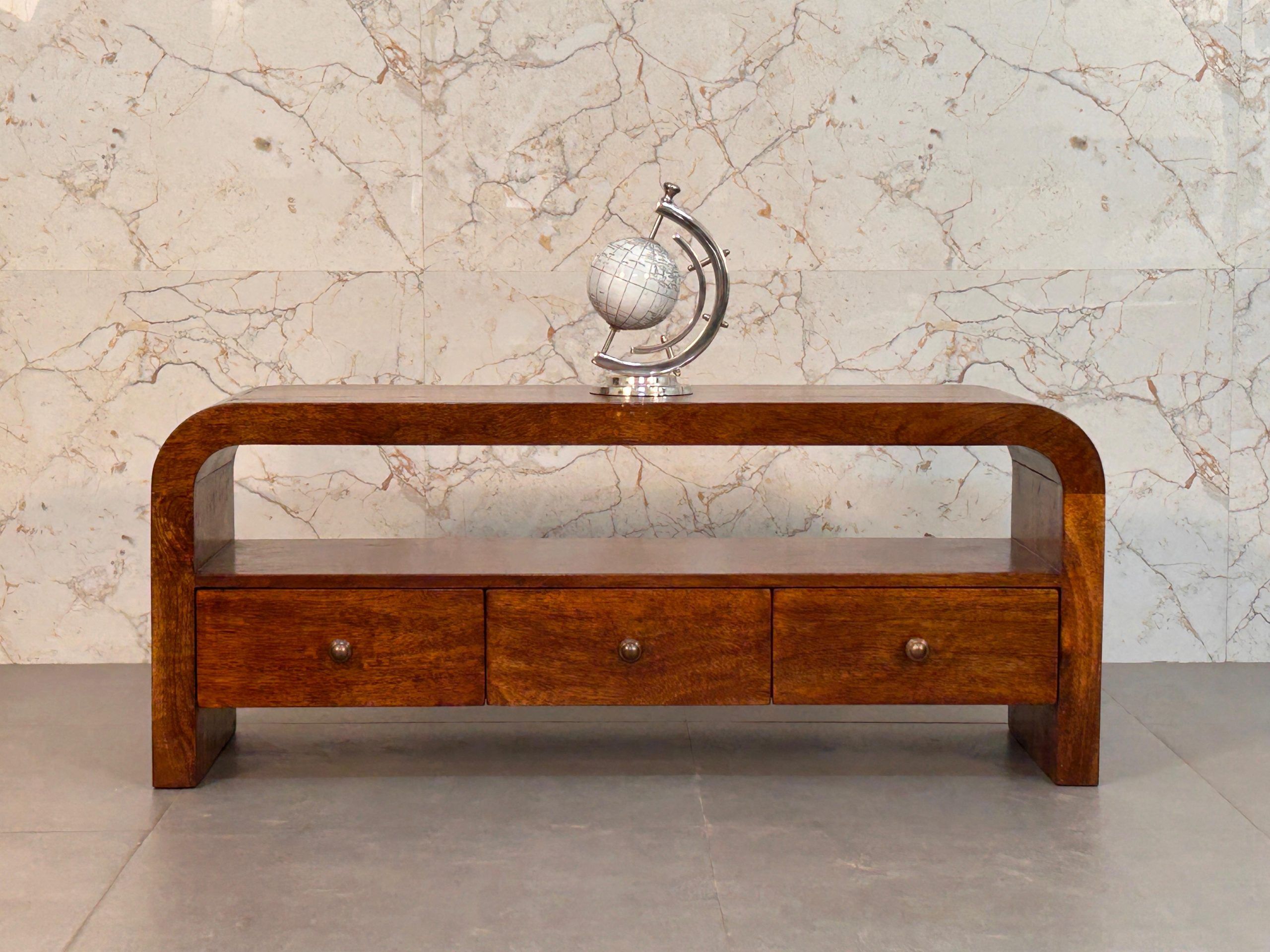 Artisan - Darcy 3 Drawer Open Shelf Chestnut Media Unit