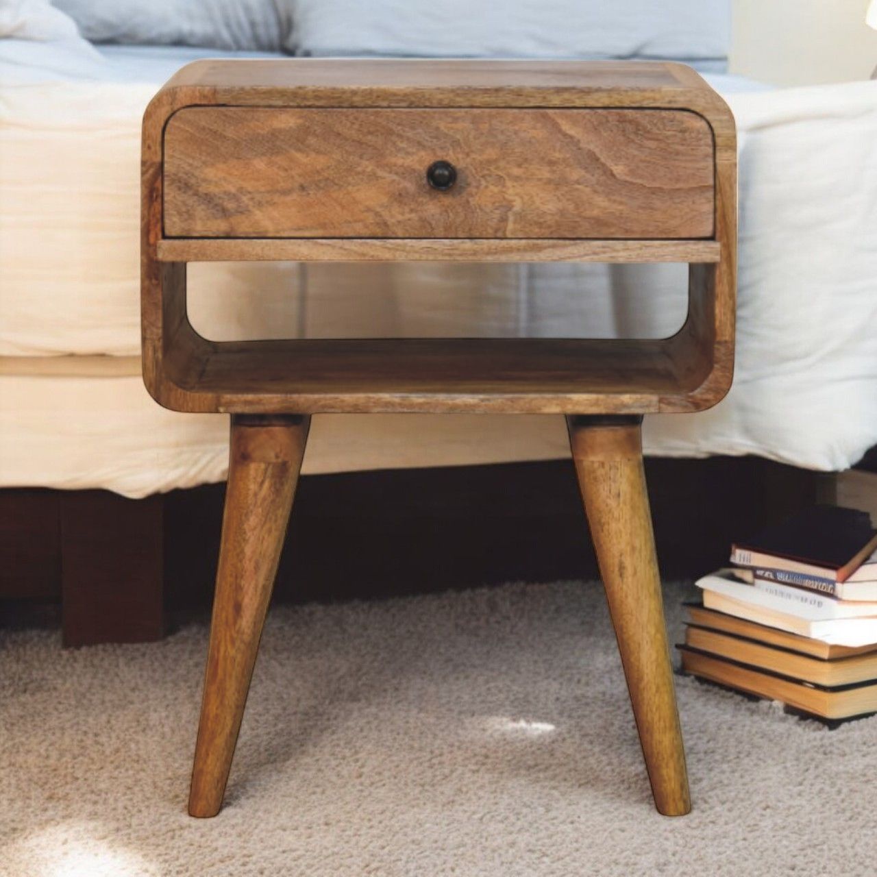 Artisan - Avora Oak-Ish Nightstand With Drawer And Open Slot