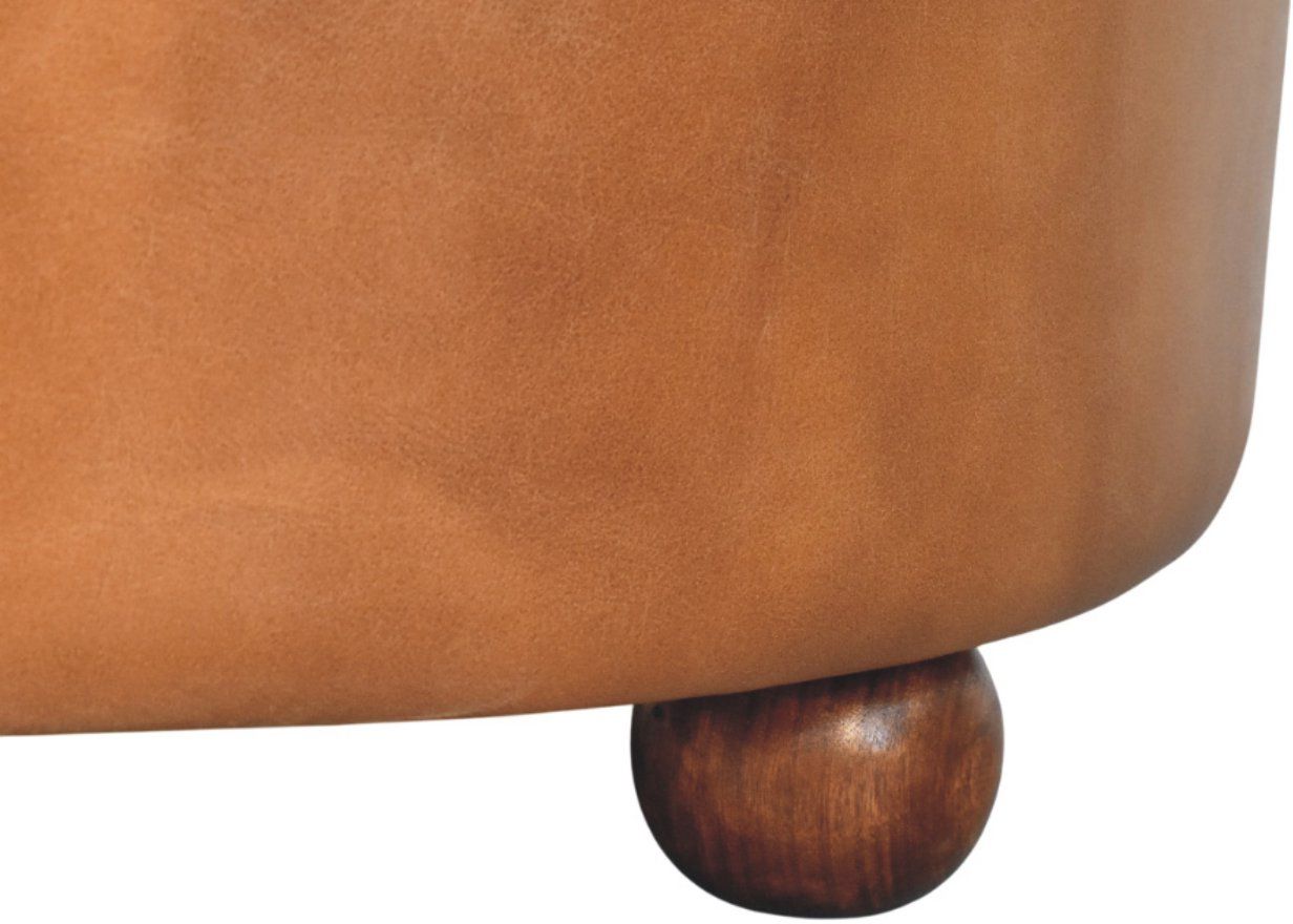 Artisan - Brown Buffalo Hide Leather Round Ottoman