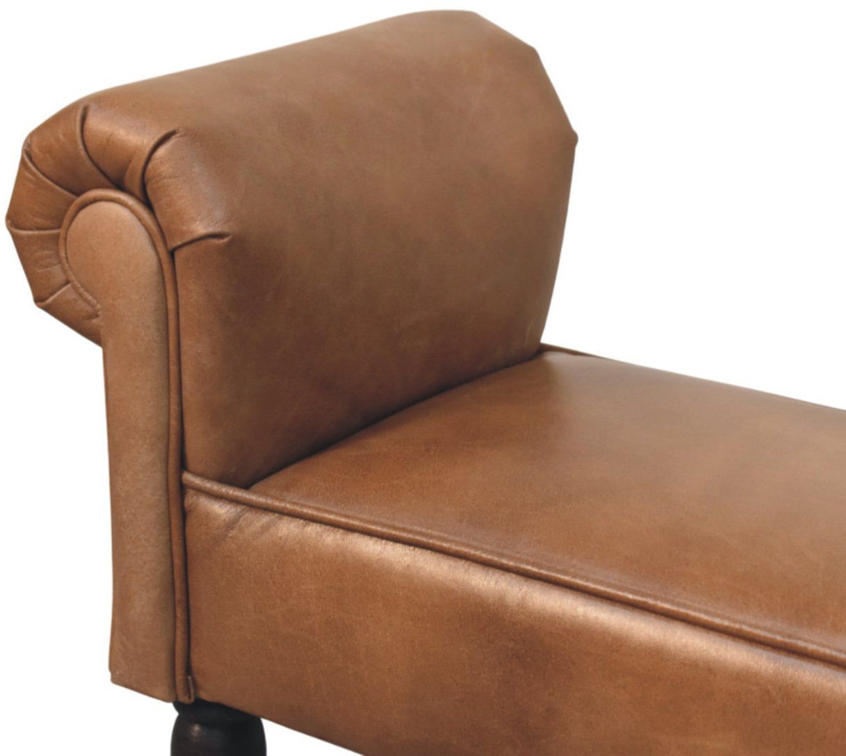 Artisan - Brown Buffalo Leather Rolled Arms Bench