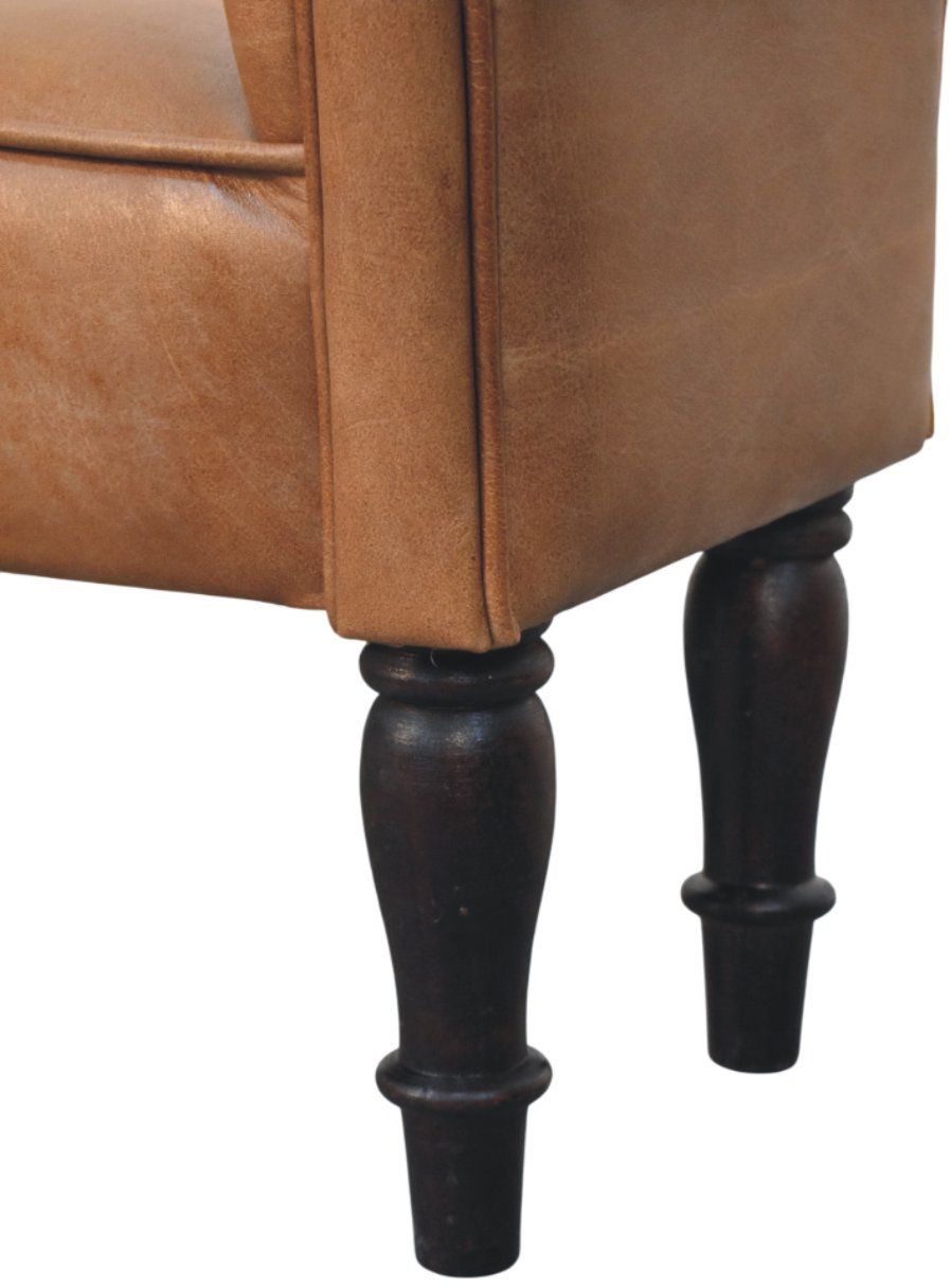 Artisan - Brown Buffalo Leather Rolled Arms Bench