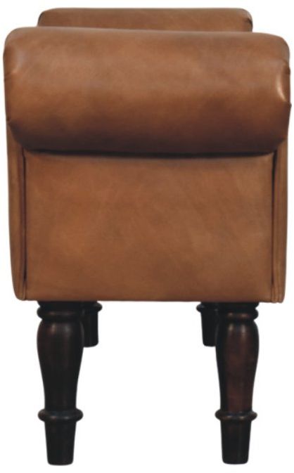 Artisan - Brown Buffalo Leather Rolled Arms Bench