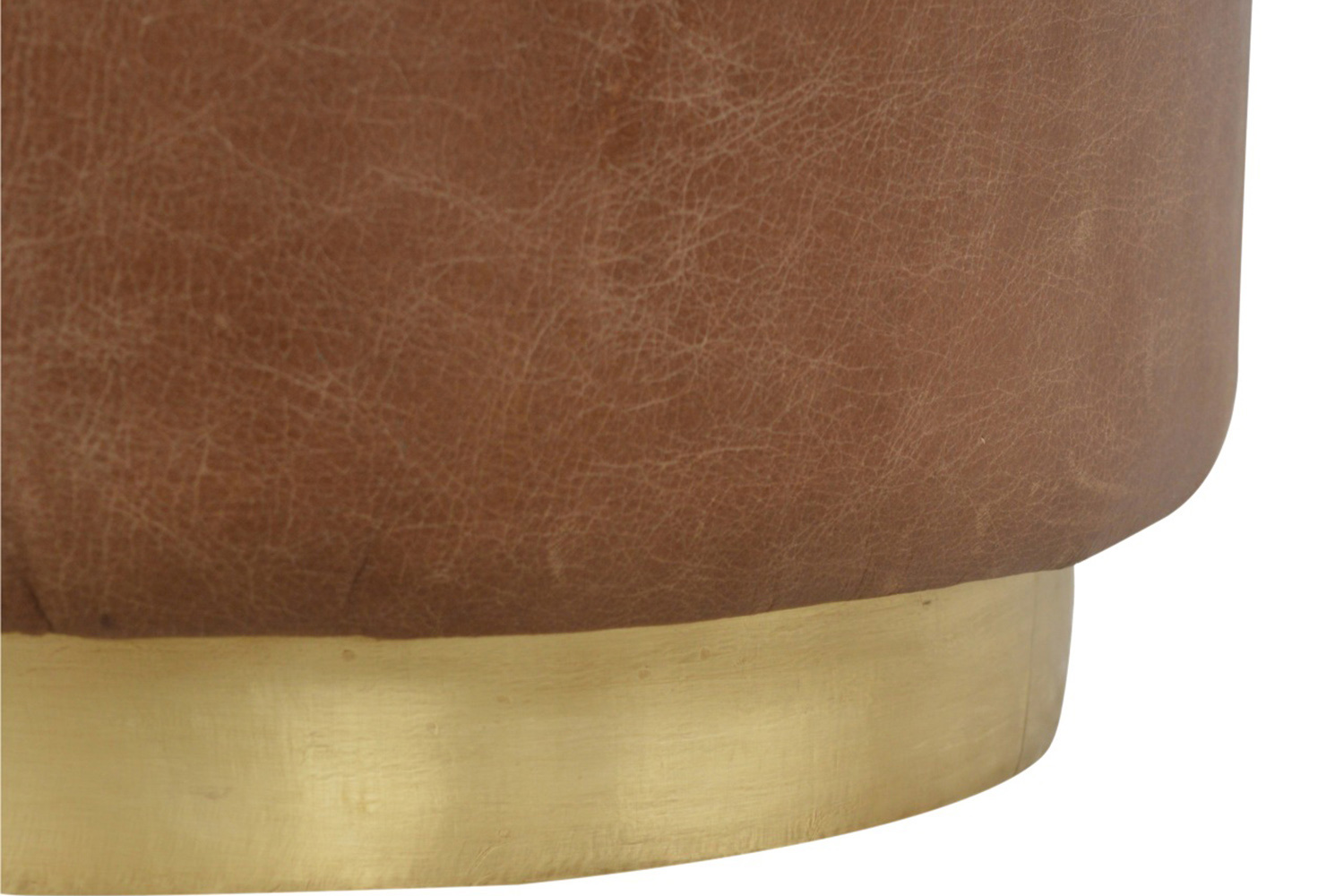 Artisan Footstool with Base - Brown, Buffalo Leather