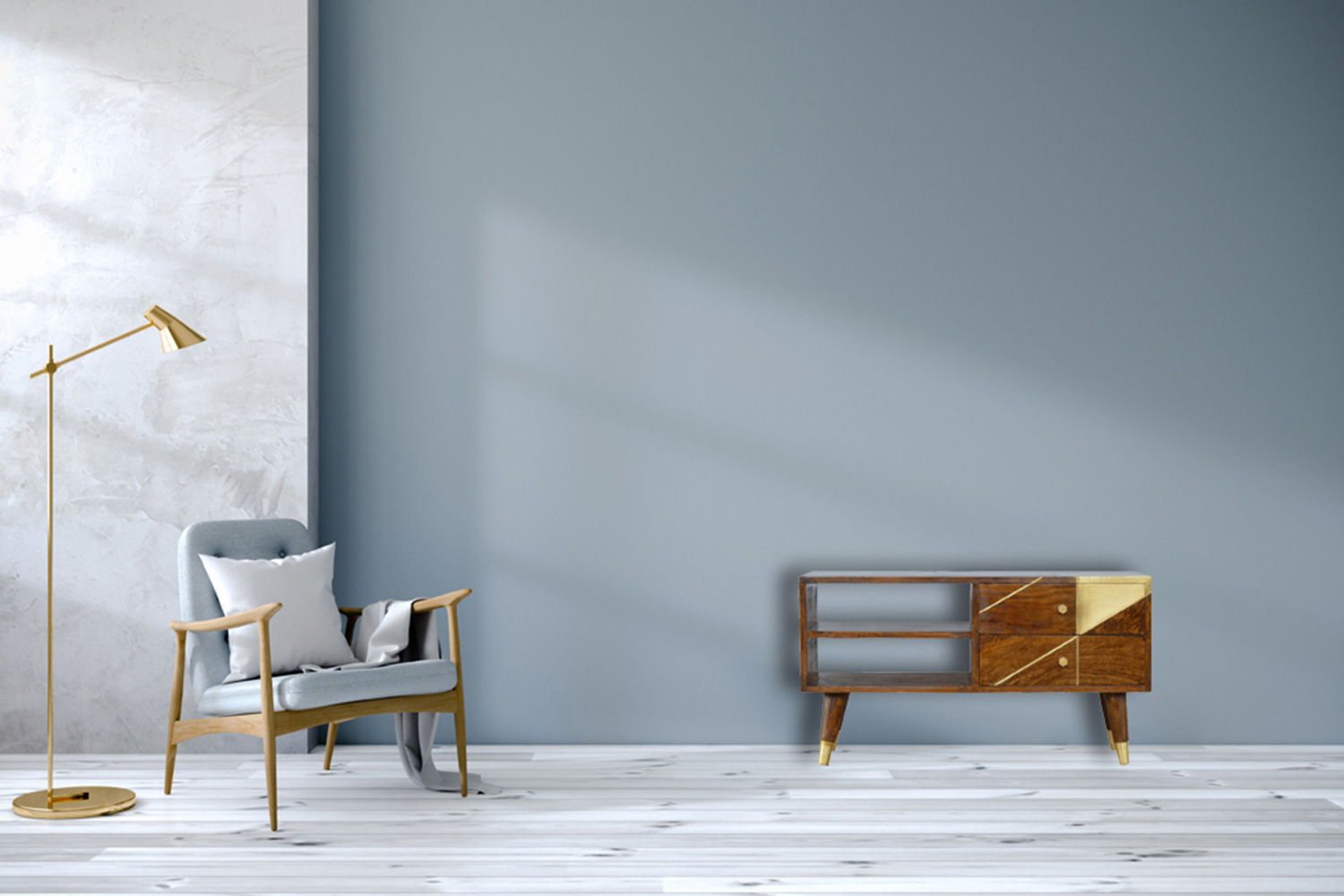 Artisan - Gold Geometric Media Unit in Chestnut