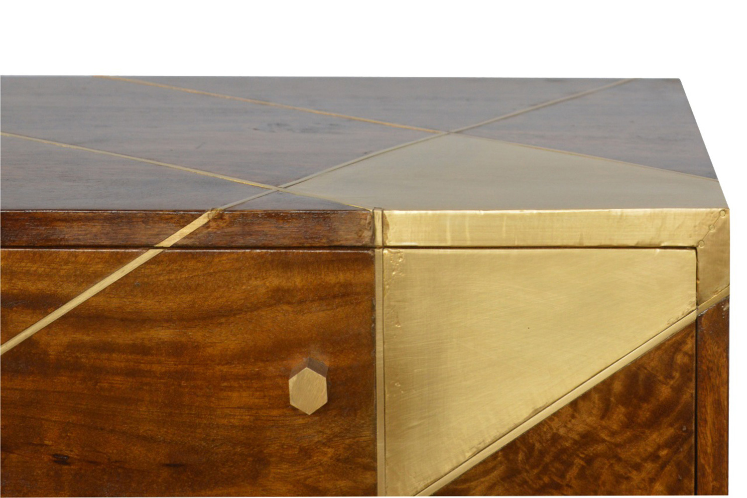 Artisan - Gold Geometric Media Unit in Chestnut