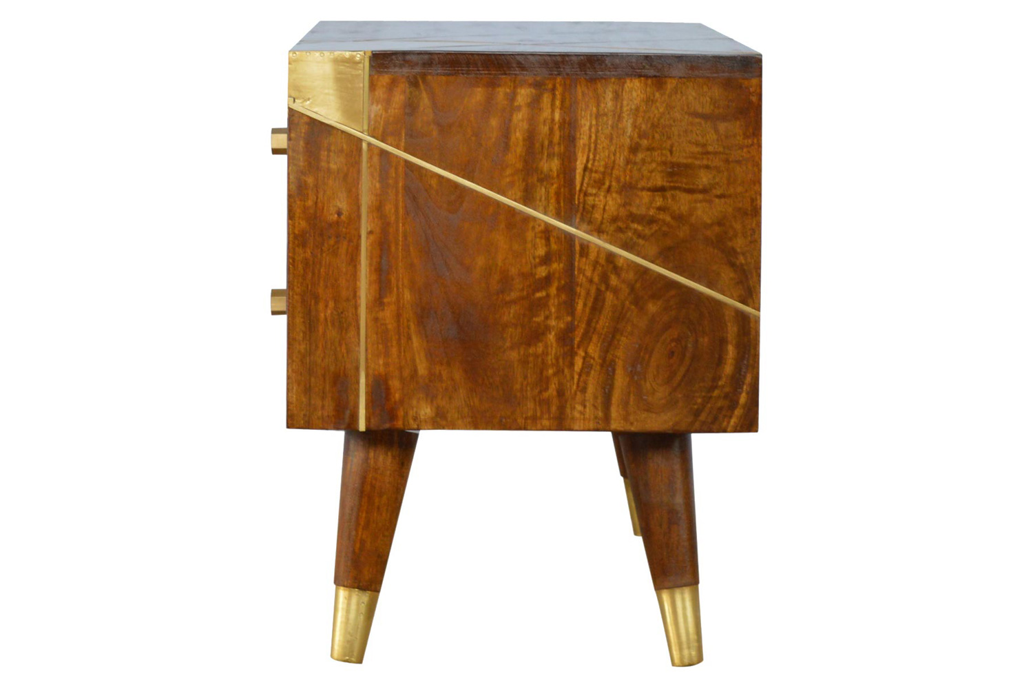 Artisan - Gold Geometric Media Unit in Chestnut