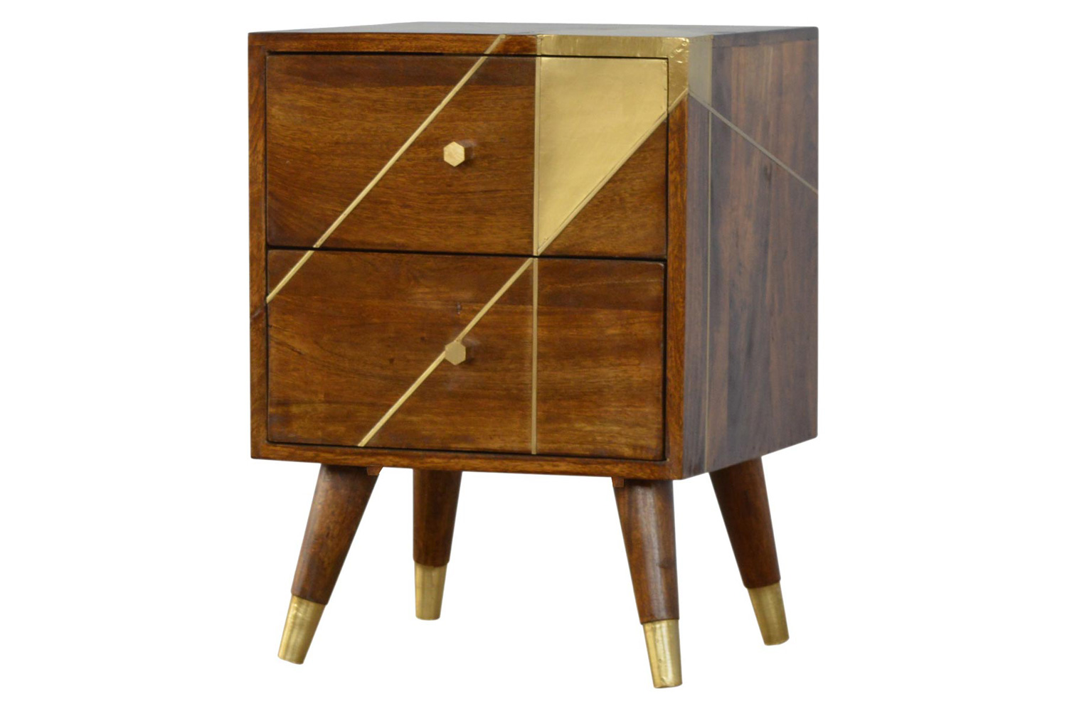 Artisan - Gold Geometric Bedside in Chestnut