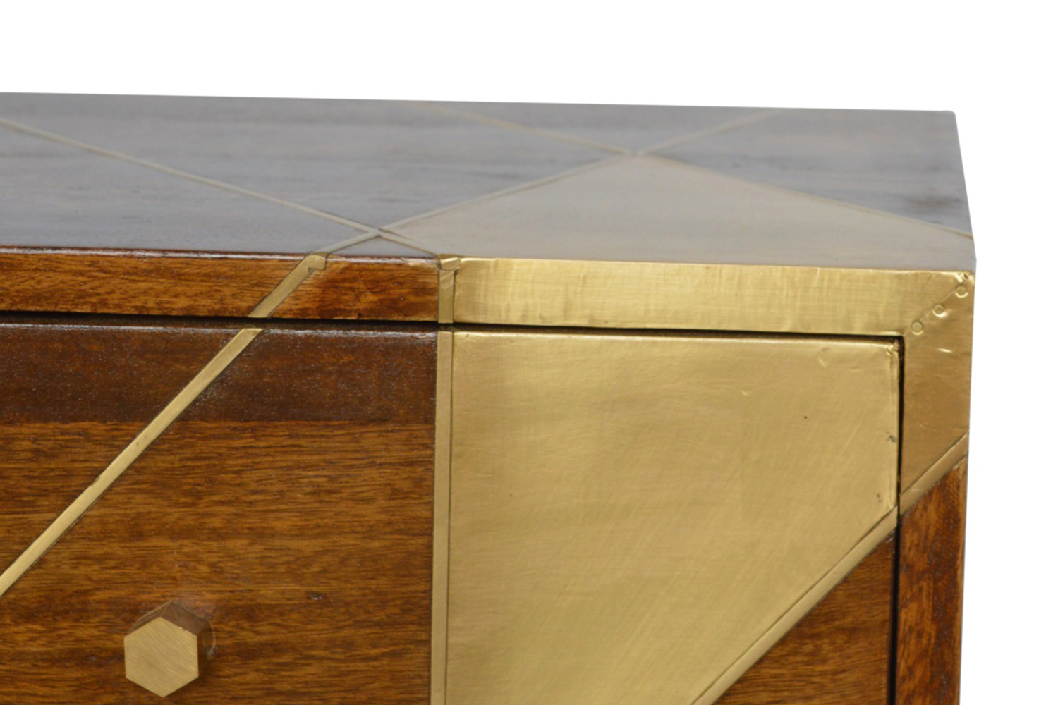 Artisan - Gold Geometric Bedside in Chestnut
