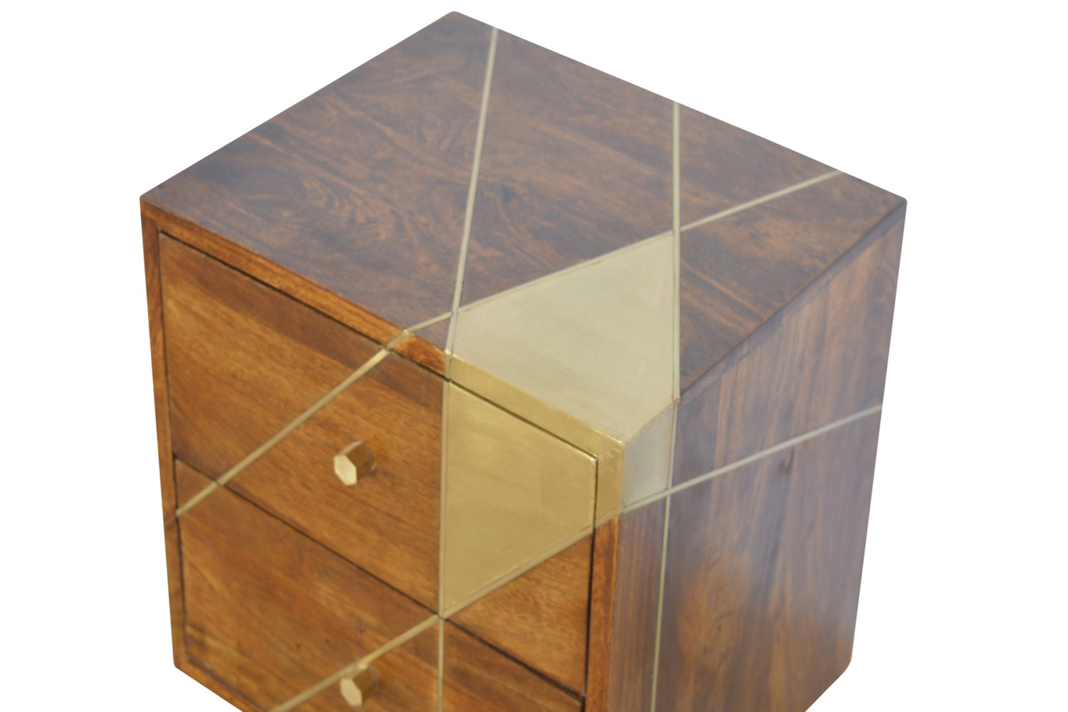 Artisan - Gold Geometric Bedside in Chestnut