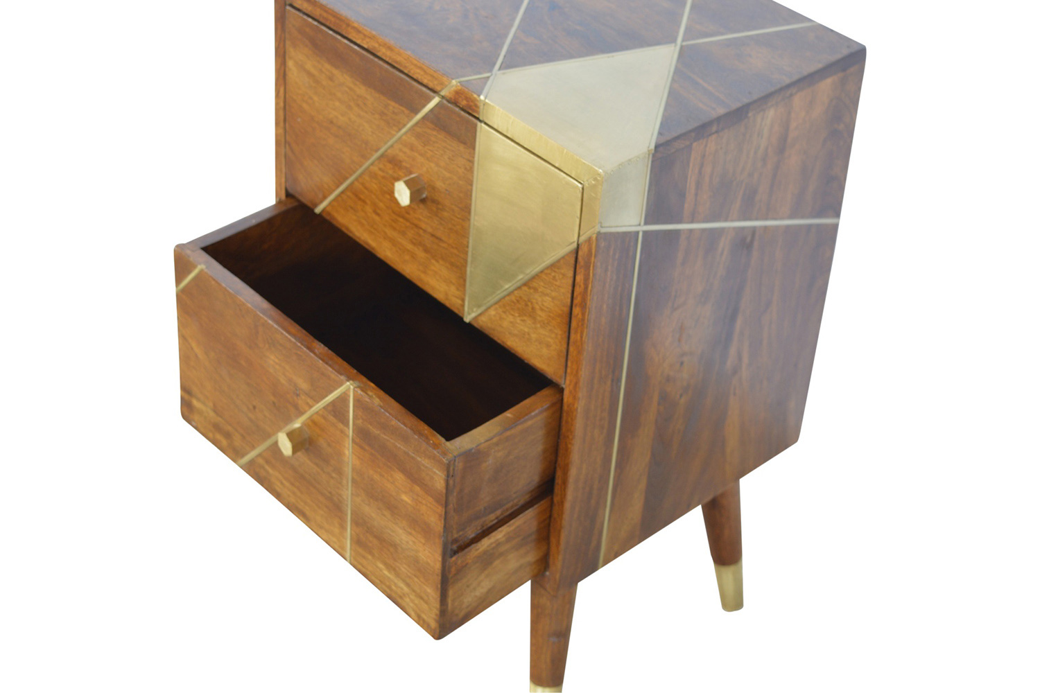 Artisan - Gold Geometric Bedside in Chestnut