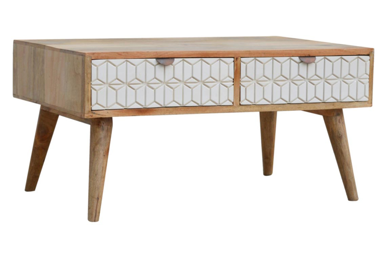 Artisan - Carved Coffee Table in Sleek White