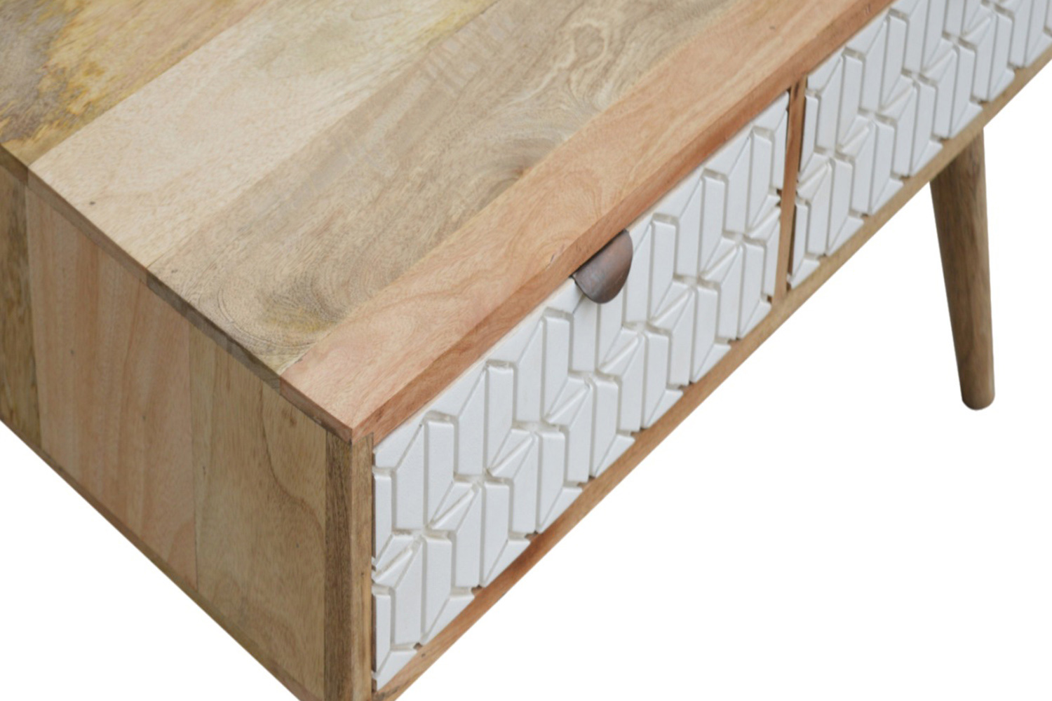 Artisan - Carved Coffee Table in Sleek White