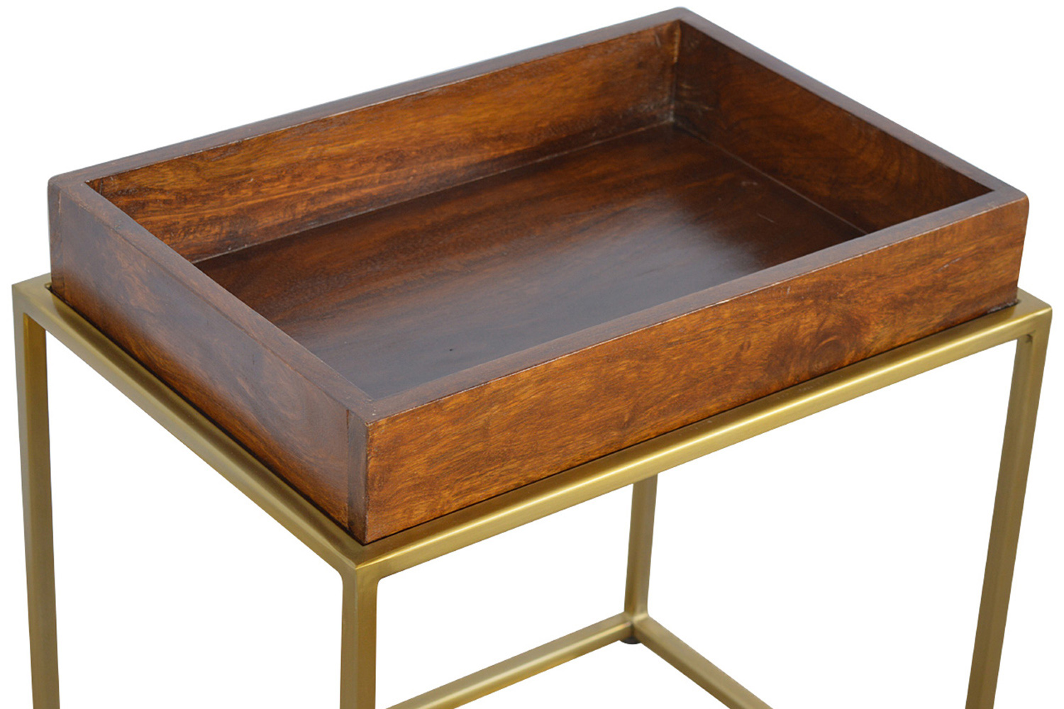Artisan - Butler Tray Table with Gold Base in Chestnut