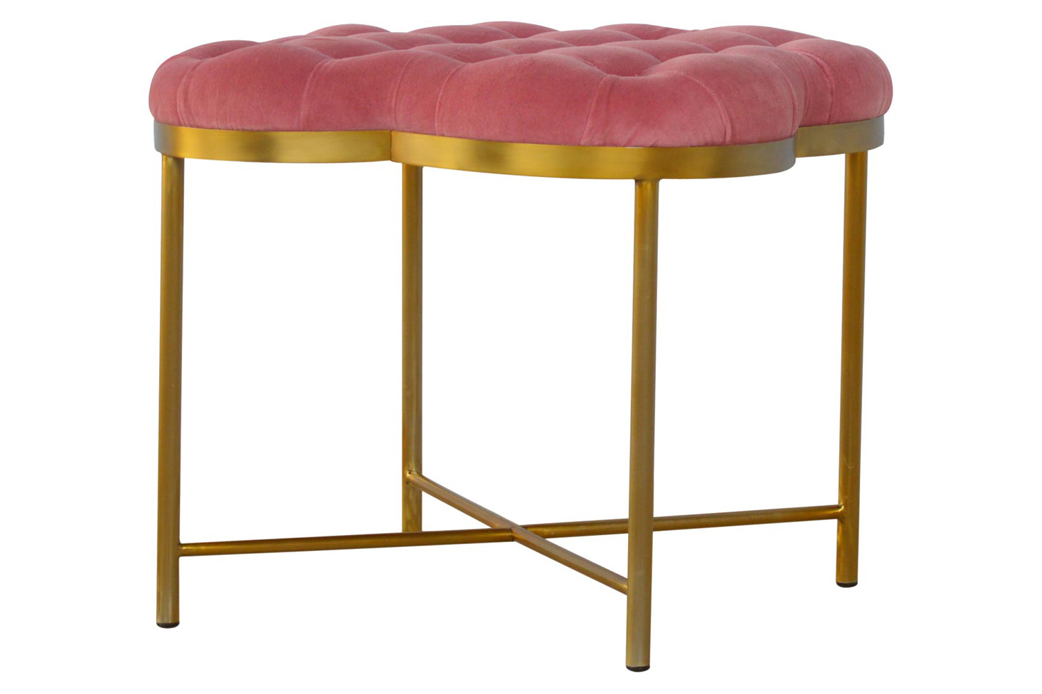 Artisan Deep Button Velvet Footstool - Pink