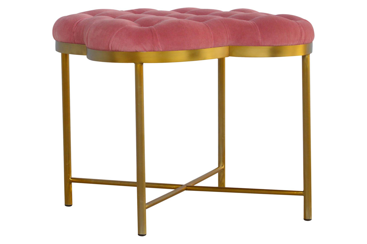 Artisan Deep Button Velvet Footstool - Pink