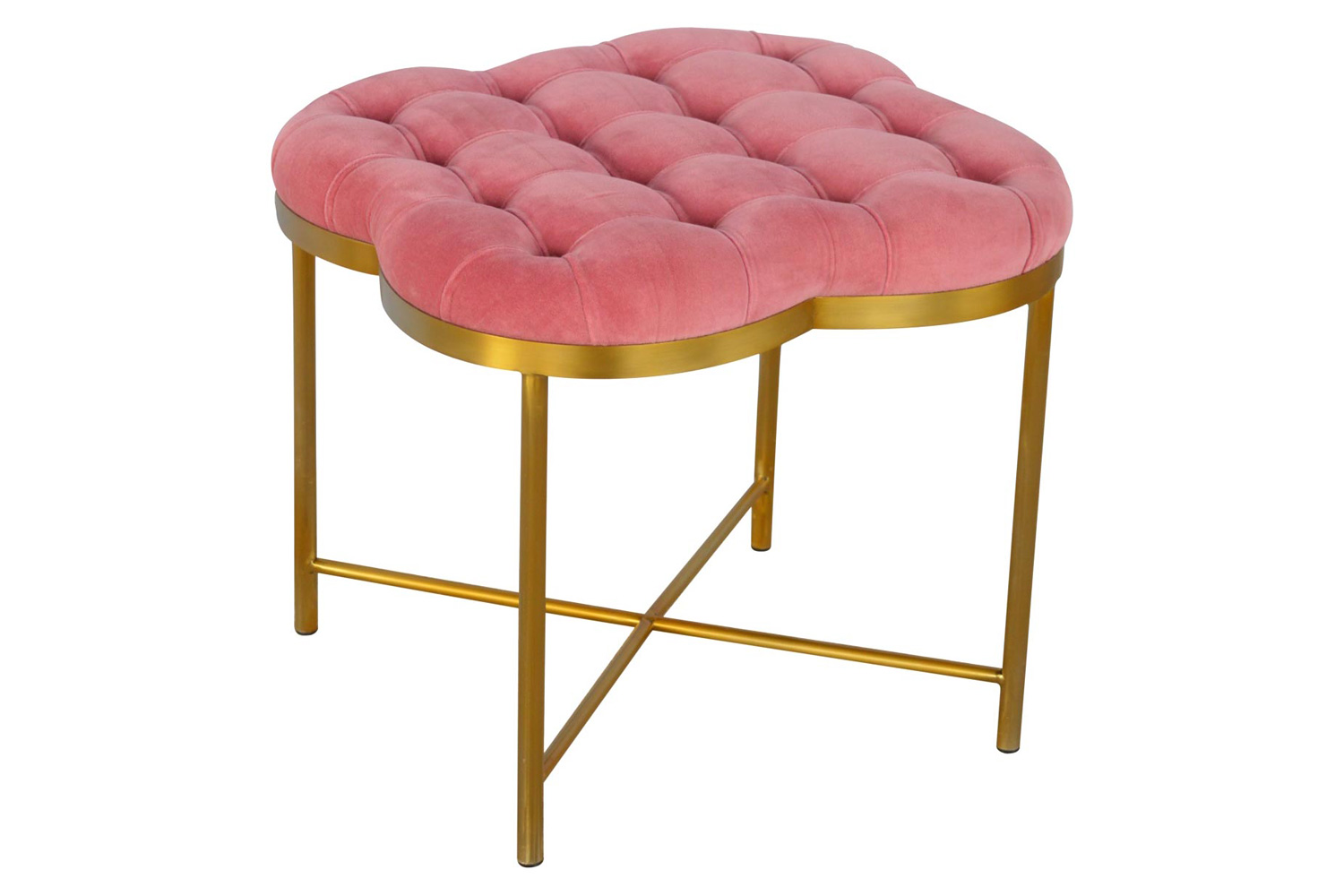 Artisan Deep Button Velvet Footstool - Pink