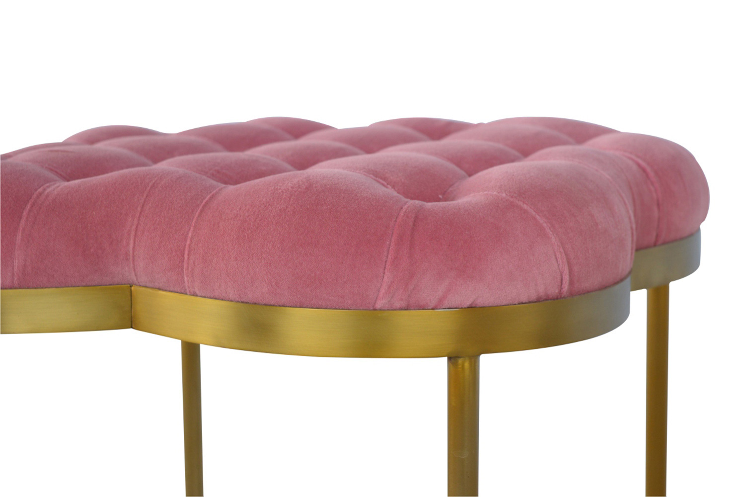 Artisan Deep Button Velvet Footstool - Pink