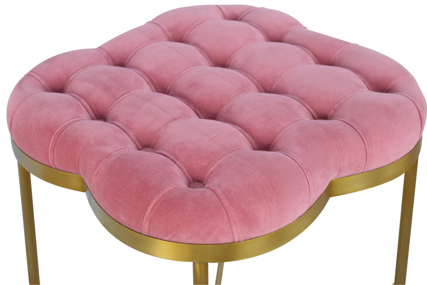 Artisan Deep Button Velvet Footstool - Pink
