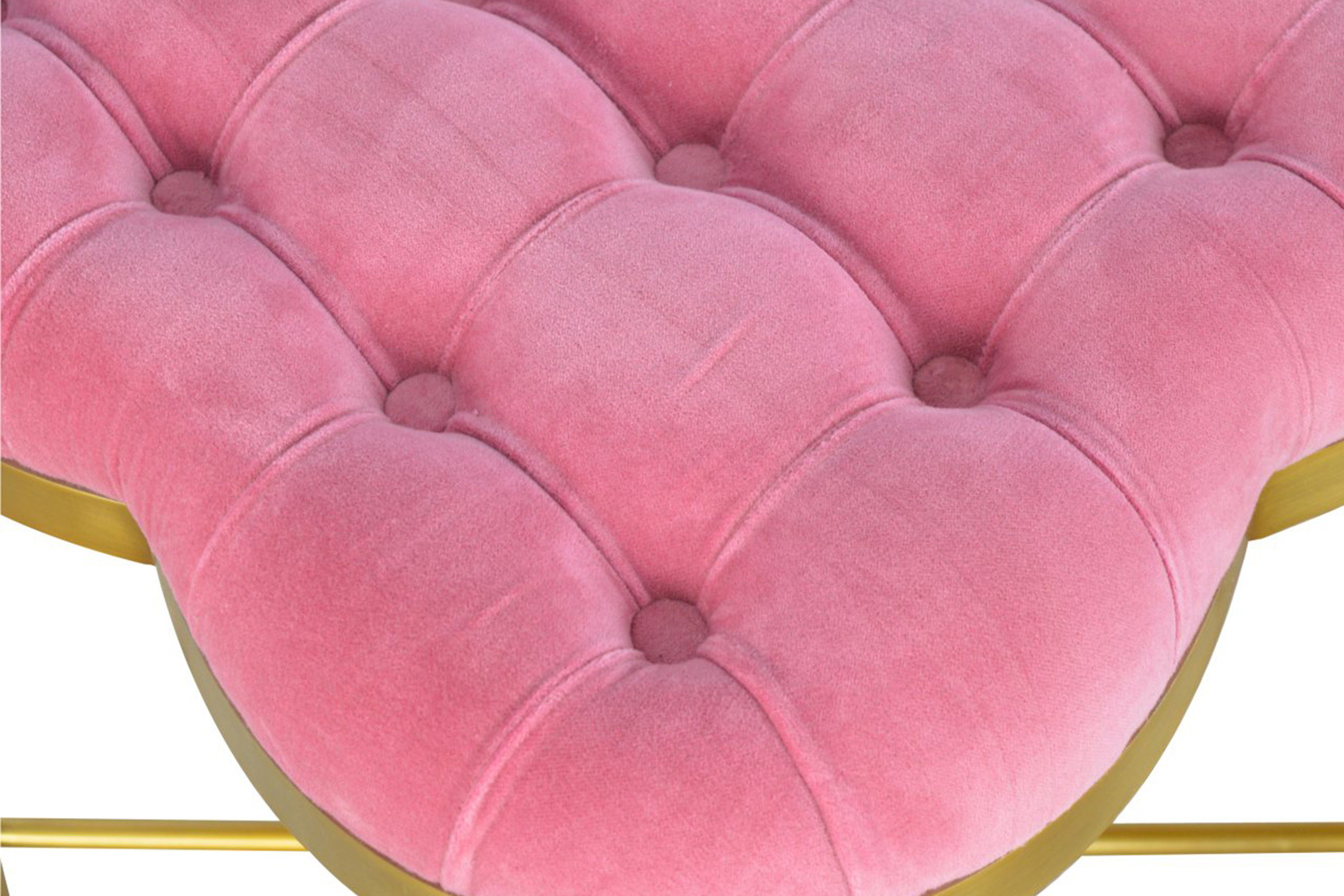 Artisan Deep Button Velvet Footstool - Pink
