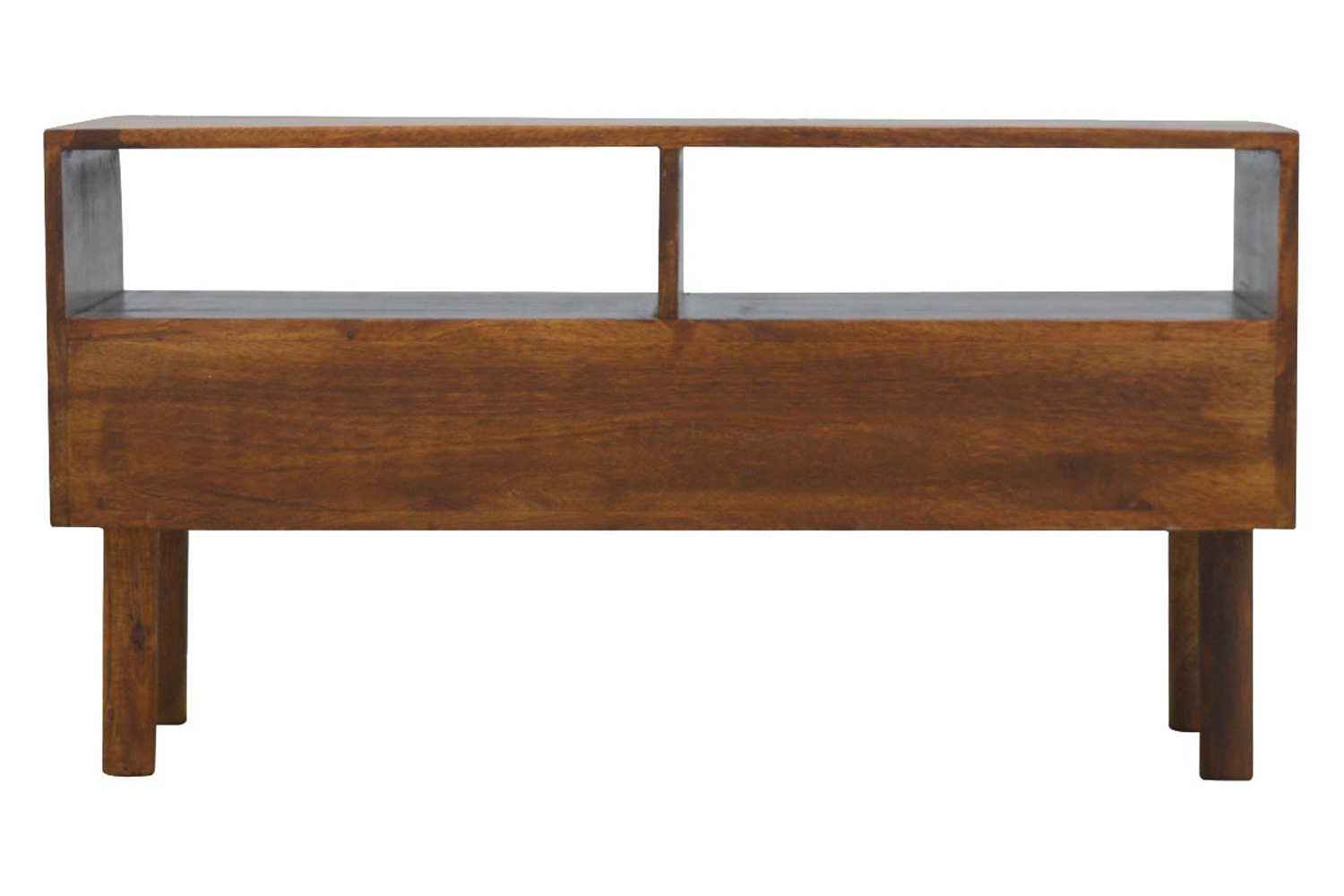 Artisan - Solid Wood Media Unit with 2 Open Slots and 2 Oak Wood Front Drawers