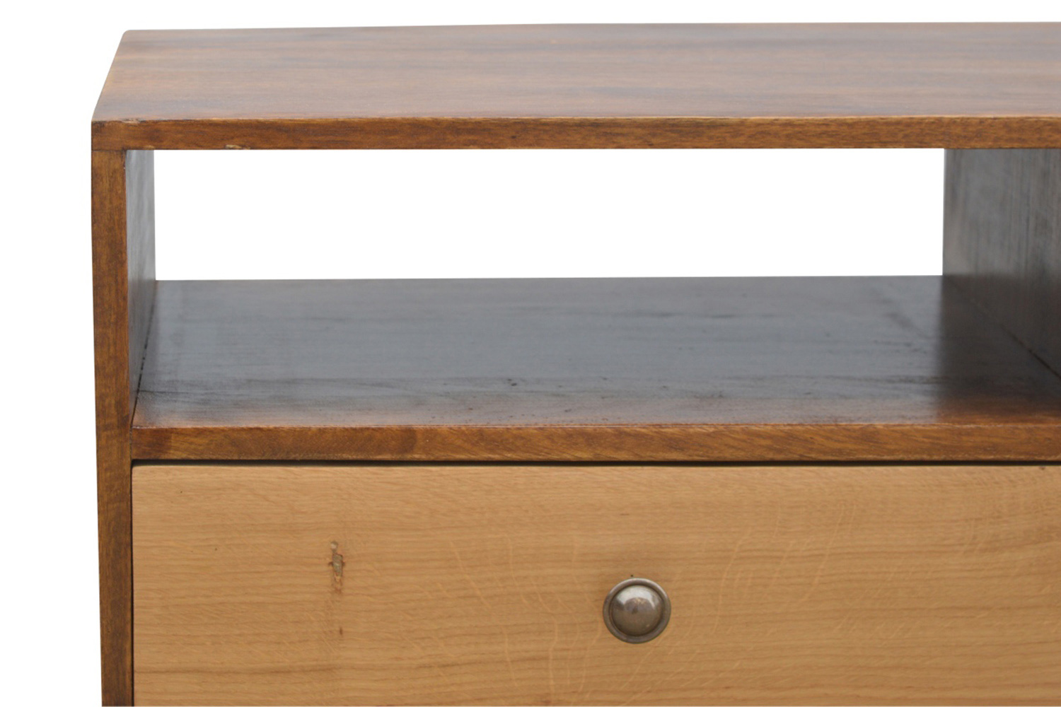 Artisan - Solid Wood Media Unit with 2 Open Slots and 2 Oak Wood Front Drawers