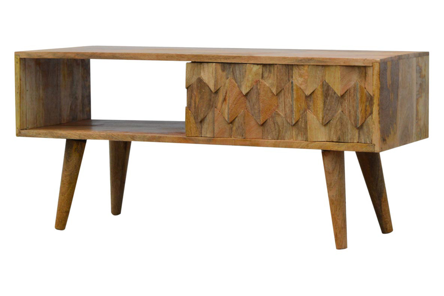 Artisan - Pineapple Carved Media Unit in Oak-ish