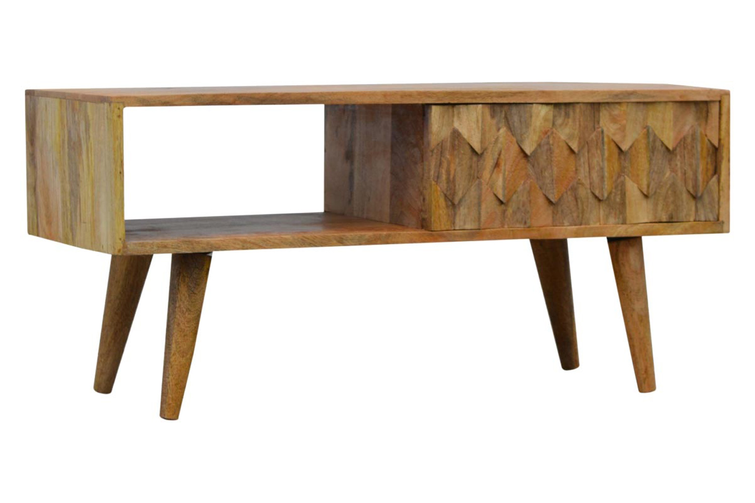 Artisan - Pineapple Carved Media Unit in Oak-ish
