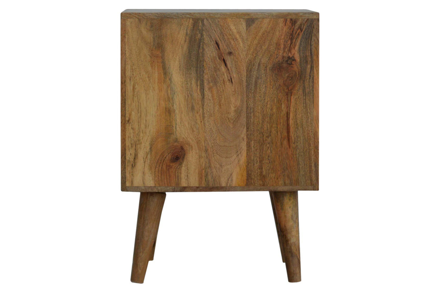 Artisan Cube Carved Bedside with 2 Drawers - Oak-ish