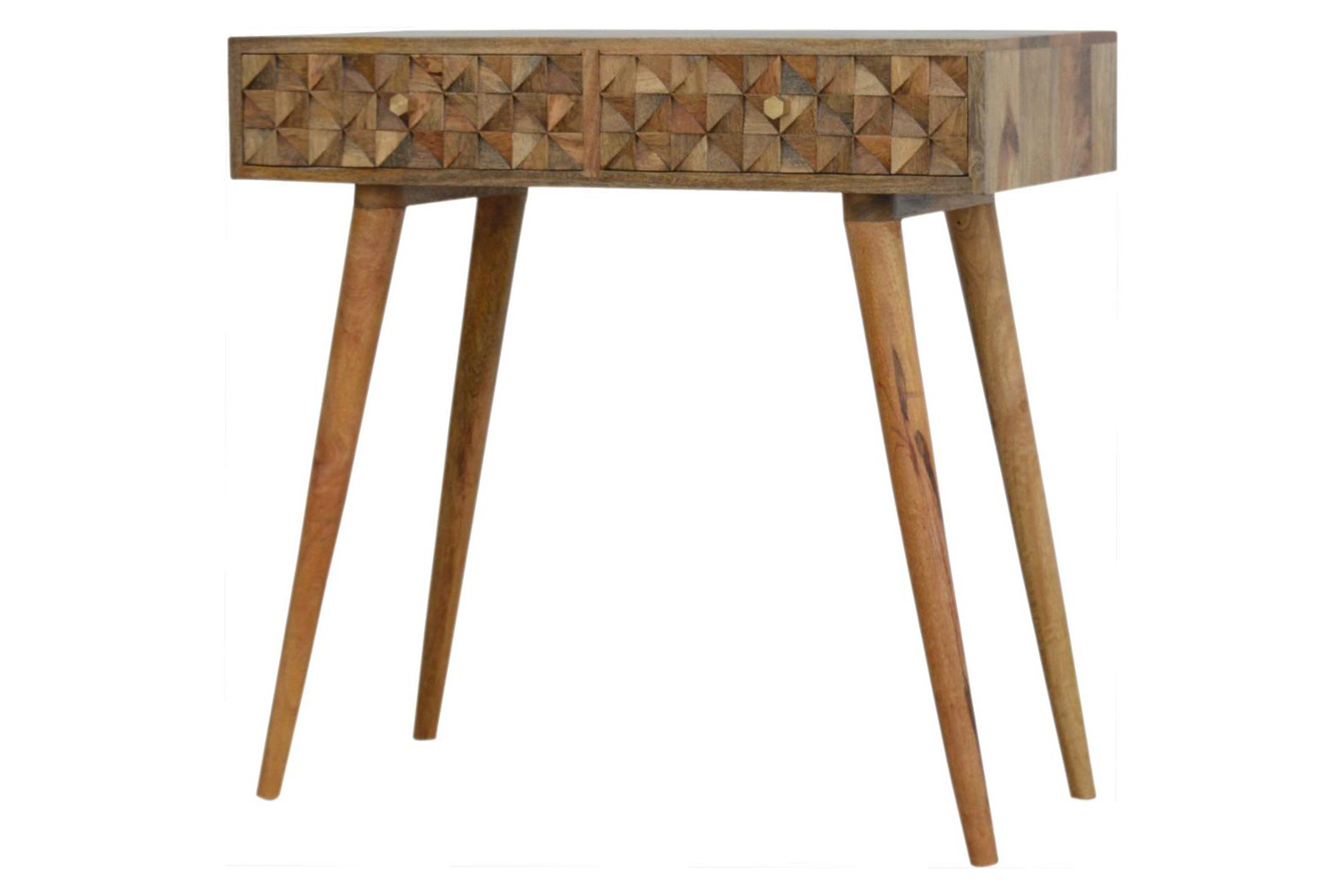 Artisan Diamond Carved Console Table - Oak-ish