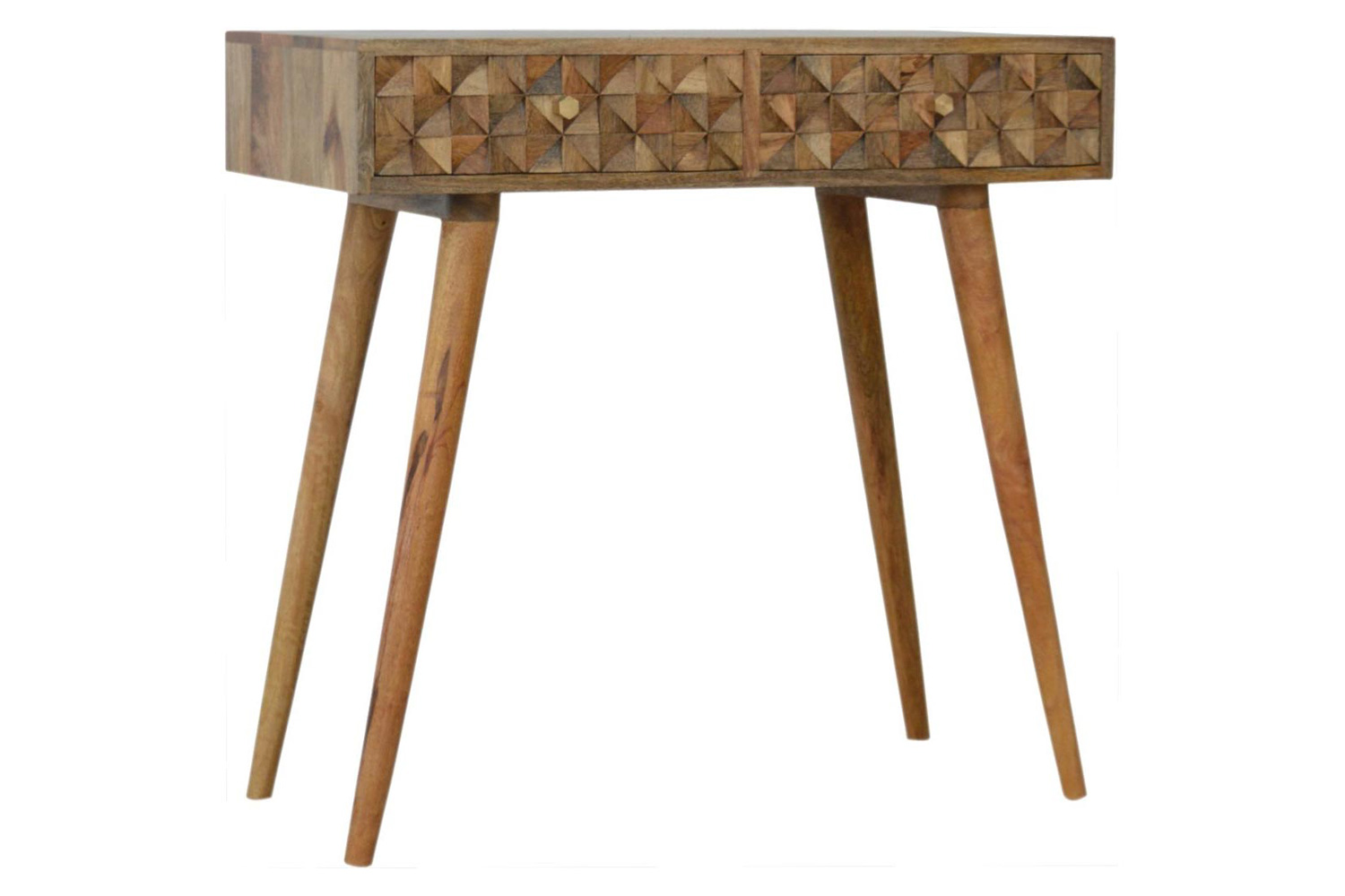 Artisan Diamond Carved Console Table - Oak-ish