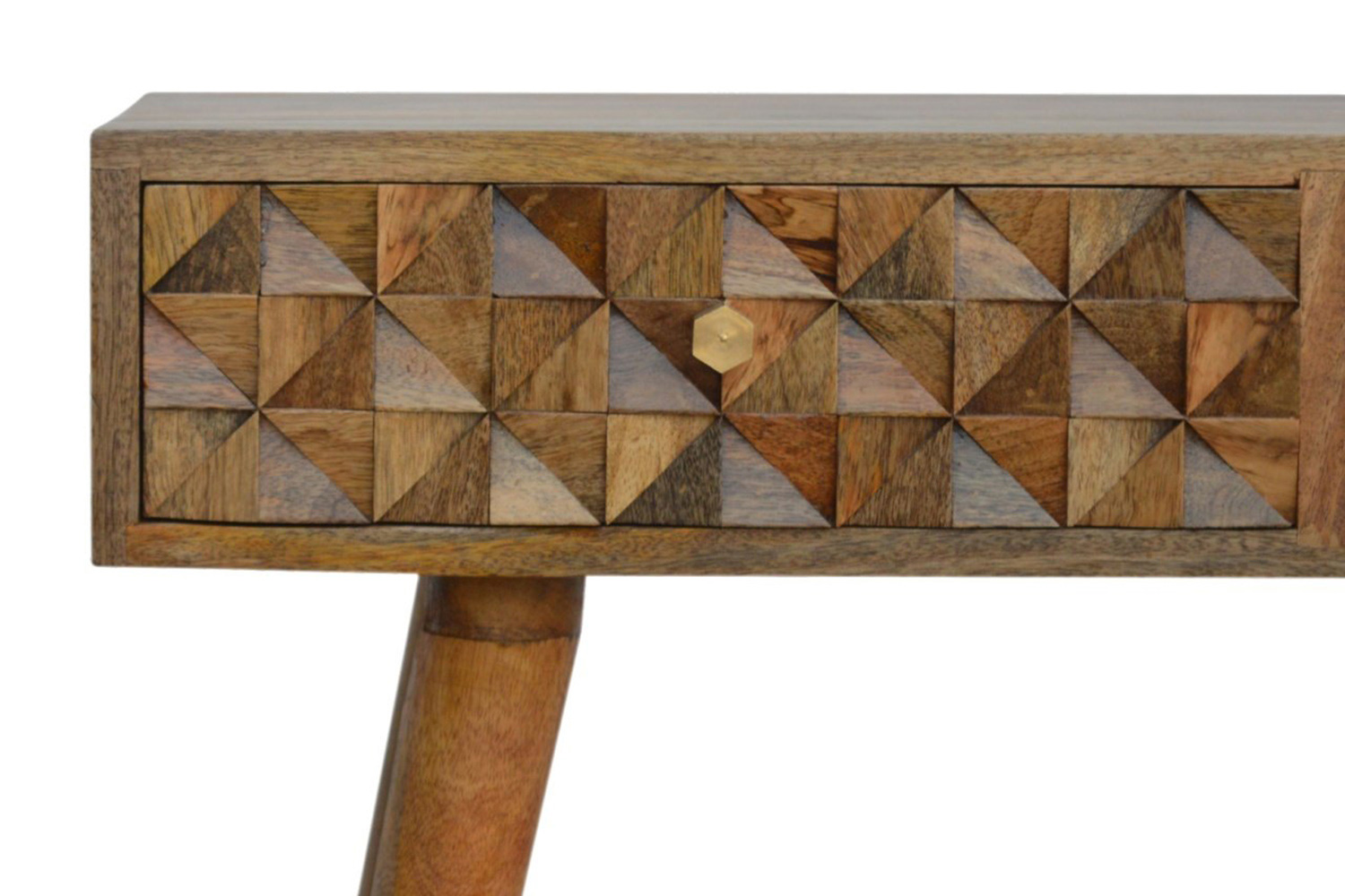 Artisan Diamond Carved Console Table - Oak-ish
