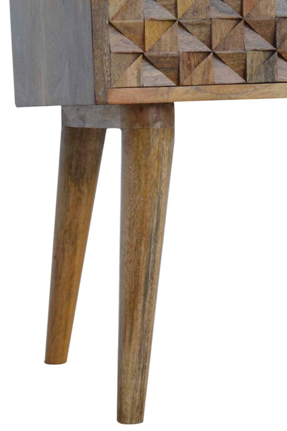 Artisan Diamond Carved Bedside with 2 Drawers - Oak-ish